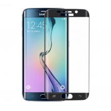 Скрийн протектор извит ТПУ / мек / удароустойчив Full Screen за Samsung S6 Edge G925 / S6 EDGE - Black / черен