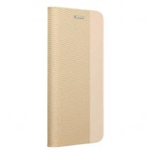 Кожен калъф Sensitive Book със стойка за Samsung S20 - златист