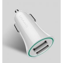 Универсално зарядно устройство за кола 12V USAMS CCO13 с 2 USB порта 2.1A за Samsung, Xiaomi, Lenovo, Apple, LG, HTC, Sony, Nokia, Huawei, ZTE, BlackBerry и др.
