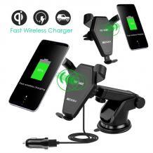 Универсална стойка за кола с безжично зареждане / Wireless Charger Vehicle Dock 2 in 1 - Samsung S9 G960 / Samsung S9 Plus G965