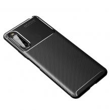 Луксозен силиконов калъф / гръб / TPU Auto Focus за Sony Xperia 10 II - черен / Carbon