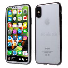 Оригинален силиконов калъф / гръб / TPU G-Case Plating за Apple iPhone XS MAX - прозрачен / черен кант