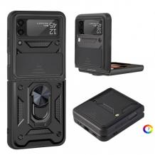 Удароустойчив гръб / кейс / със стойка за Samsung Z Flip3 5G– черен