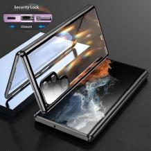 Магнитен калъф Bumper Case 360° FULL за Samsung S25 Ultra - прозрачен / черна рамка
