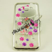 Луксозен силиконов калъф / гръб / TPU с камъни за Samsung J7 / Samsung J7