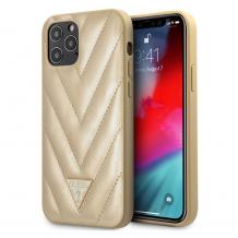 Оригинален гръб Guess V-Quilted Collection за Apple iPhone 12 / 12 Pro 6.1'' - златист