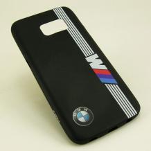 Ултра тънък силиконов калъф / гръб / TPU Ultra Thin i-Zore Case за Samsung S7 G930 - BMW / черен с бяло райе