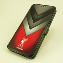 Кожен калъф Flip тефтер Flexi със стойка за Samsung A5 2016 A510 - FC Liverpool / сиво и червено
