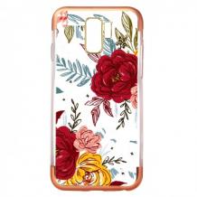Силиконов калъф / гръб / TPU за Samsung S9 G960 - цветя / Rose Gold кант