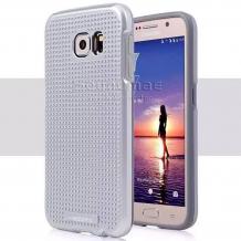 Твърд гръб MOTOMO TPU PC Hybrid Case за Samsung S6 Edge G925 - сребрист