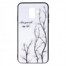 Луксозен стъклен твърд гръб за Samsung S9 G960 - бял / листа