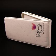 Кожен калъф Flip тефтер Flexi със силиконов гръб за Samsung S6 G920 - бял / Victoria`s Secret