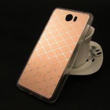 Луксозен твърд гръб със силиконов кант и камъни Anyland за Huawei Y5 II / Y5 2 / Y6 II Compact