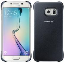 Оригинален кожен гръб Protective Cover / EF-YG925BBE за Samsung S6 Edge G925 - син