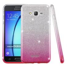 Луксозен силиконов калъф / гръб / TPU Kakusiga за Samsung J5 2016 J510 - преливащ брокат / розово и сребристо