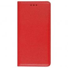Кожен калъф Magnet Case със стойка за Samsung A40 - червен