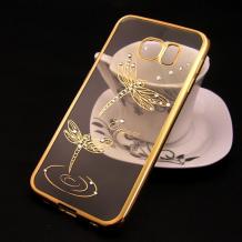 Луксозен силиконов калъф / гръб / TPU / Elegant с камъни за Samsung S6 Edge G925