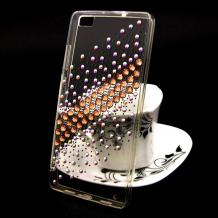 Луксозен силиконов калъф / гръб / TPU с камъни за Huawei Ascend P8 Lite / Huawei P8 Lite