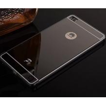 Луксозен алуминиев бъмпер с твърд гръб за Huawei Honor 8 Lite - черен / огледален