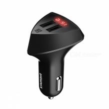 Универсално зарядно устройство за кола 12V REMAX ALIENS RCC208 LED 3.4A 2USB за Samsung, Xiaomi, Lenovo, Apple, LG, HTC, Sony, Nokia, Huawei, ZTE, BlackBerry и др. - черно