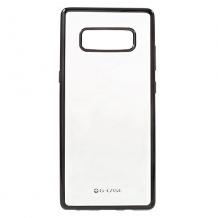 Оригинален силиконов калъф / гръб / TPU G-Case Plating за Samsung Note 8 N950 - прозрачен / черен кант