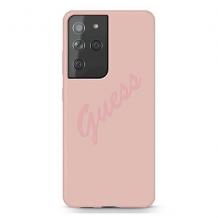 Оригинален гръб Guess Silicone Vintage за Samsung S21 Ultra - розов кейс