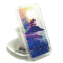 Луксозен твърд гръб 3D за Samsung A3 2017 A320 - Every Summer Has a Story / син брокат със звездички