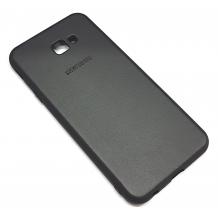 Луксозен кожен гръб за Samsung J4 Plus 2018 - черен
