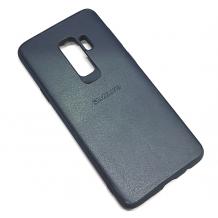 Луксозен кожен гръб за Samsung S9 Plus G965 - тъмно син