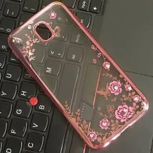 Луксозен силиконов калъф / гръб / TPU с камъни за Samsung J3 2017 J330