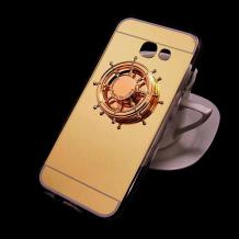 Луксозен силиконов калъф / гръб / TPU със спинер за Samsung A5 2017 A520 - златист / огледален