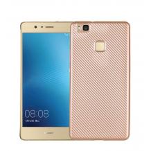 Луксозен силиконов калъф / гръб / TPU за Huawei P9 Lite - златист / carbon