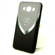 Луксозен твърд гръб за Samsung J5 2016 J510 - Mercedes - Benz / черно с сиво
