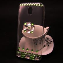 Луксозен силиконов калъф / гръб / TPU 3D с камъни за Samsung J7 2017 J730
