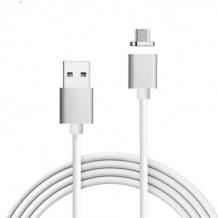 Магнитен USB кабел / USB Type-C Magnetic Charging Data Cable за Micro (Android) - сребрист / бял