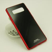 Луксозен стъклен твърд гръб KST Design Pro Glass за Samsung Note 8 N950 - черен / червен кант