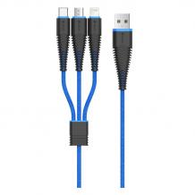 Универсален USB кабел DEVIA Fish Bone 3in1 Lightening, Micro USB, Type-C Charging Cable 1.2M