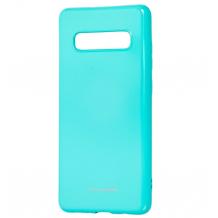 Силиконов калъф / гръб / Molan Cano Glossy Jelly Case за Samsung S10 Plus - тюркоаз / гланц / брокат