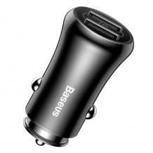 Универсално зарядно за кола Baseus Gentry Series Car Charger CCALL-GB01 / Input: 12-24V / Output: USB1 5V-2.4A /USB2: 5V-2.4A - черно