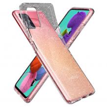 Оригинален гръб TPU Spigen Liquid Crystal Glitter Case за Samsung A51 - прозрачен / брокат