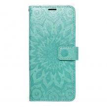 Кожен калъф Mezzo Book mandala със стойка за Samsung A14 5G – мента