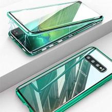Магнитен калъф Bumper Case 360° FULL за Samsung S10 - прозрачен / зелена рамка
