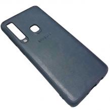 Луксозен кожен гръб за Samsung A9 A920F 2018 - тъмно син