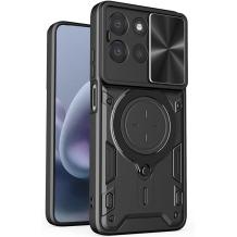 Удароустойчив твърд гръб / Кейс Defender Armor Ring Magnetic Holder lens cover Motorola Moto G37 - черен