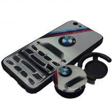 Луксозен твърд гръб 3in1 с Popsocket за Samsung J5 J530 2017 - бял / BMW
