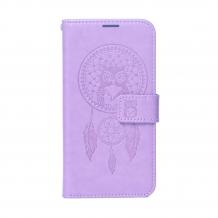 Кожен калъф Mezzo Book dreamcatcher със стойка за Samsung A14 – лилав