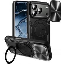 Удароустойчив твърд гръб / Кейс Defender Armor Ring Magnetic Holder lens cover Honor 600 Pro - черен