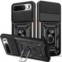 Удароустойчив твърд гръб / Кейс Defender Armor Ring Magnetic Holder lens cover Realme 16 5G - черен