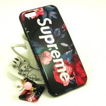 Черен / цветя / Supreme