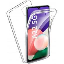 Tвърд гръб 360° кейс със силиконова част за Samsung A22 5G - прозрачен